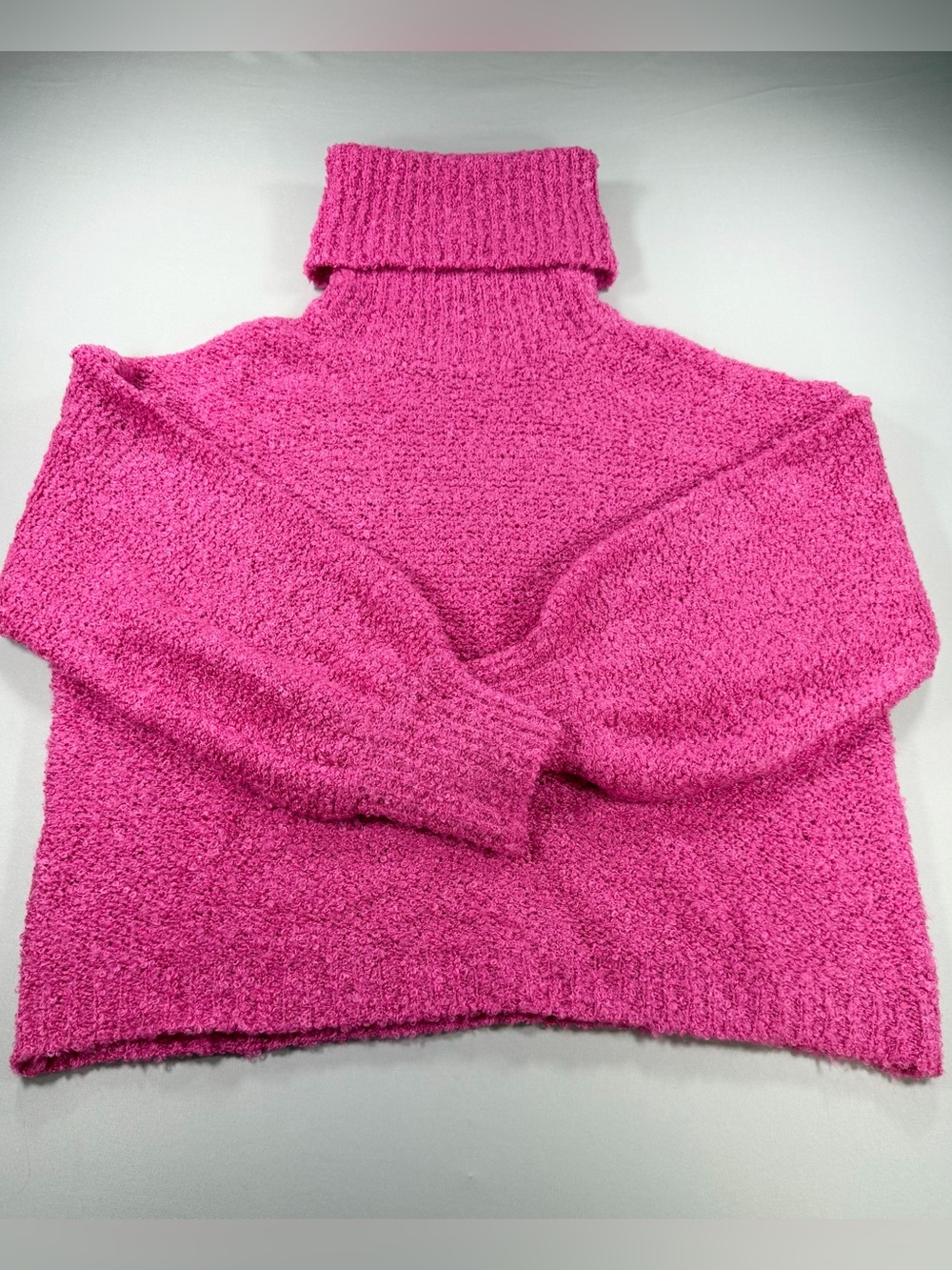 Promesa Pink Boucle Turtleneck Sweater S Oversized Cozy Chunky Knit